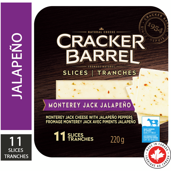 Cracker Barrel Jalapeno Monterey Jack Cheese Slices 220 g, $2.27/100g