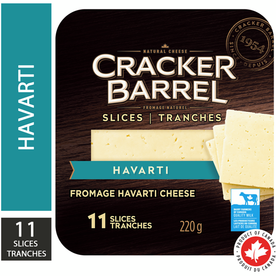 Cracker Barrel Havarti Cheese Slices 220 g, $2.27/100g