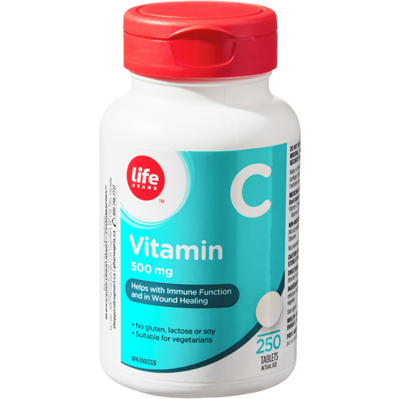 Life Brand Vitamin C 500 mg 250 Tablets 250 ea, $0.05/1ea
