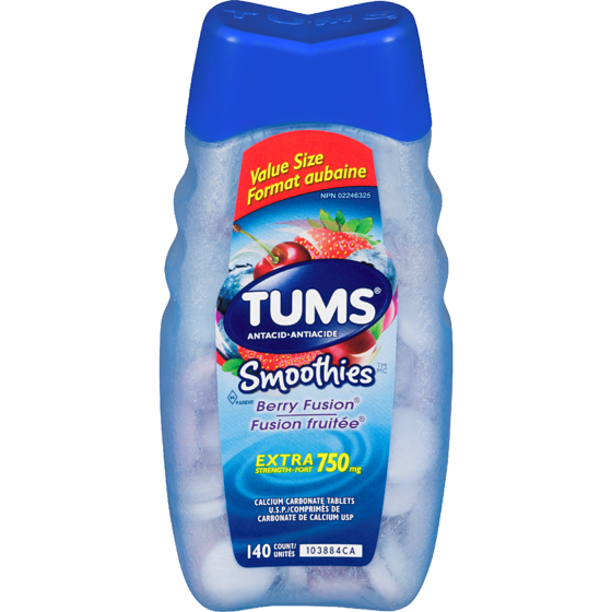 Tums Smoothies Xs Berryfusion     140 ea, $0.09/1ea