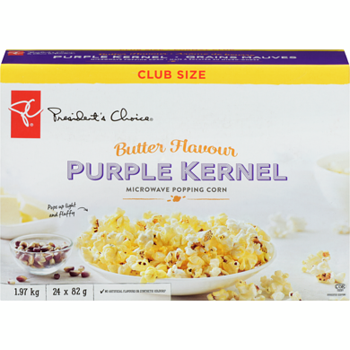 President's Choice Butter Flavour Purple Kernel Microwave Popcorn 24x1980.0 g, $0.66/100g