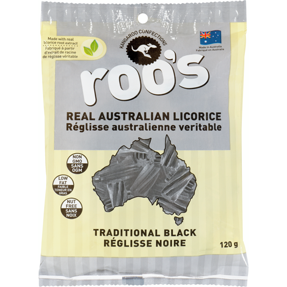 Roo's Traditional Black Real Australian Licorice 120 g, $1.49/100g