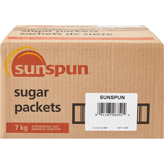 Sunspun Granulated Sugar Packets 7 kg, $0.39/100g