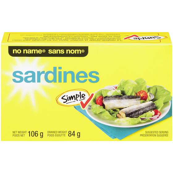 No Name Sardines 106 g, $1.69/100g