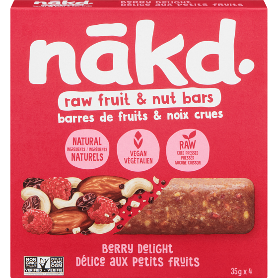 Naked Raw Fruit & Nut Bars Berry Delight 4x35.0 g, $5.35/100g
