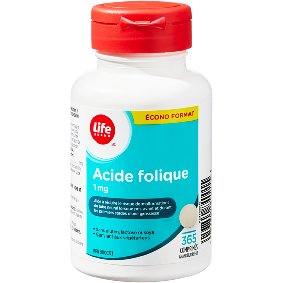 Life Acide folique 1 mg, écono format de 365 comprimés 365 ea, 0,03 $/1ch