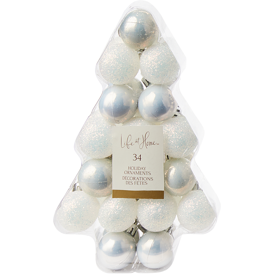 Life at Home 30mm Assorted Tree Boxed Ornaments Ice  30 count 1 ea, $12.00/1ea
