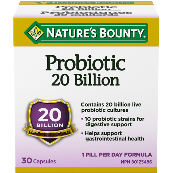 Nature’s Bounty Probiotiques, 20 milliards de cultures vivantes 140 ea, 0,16 $/1ch