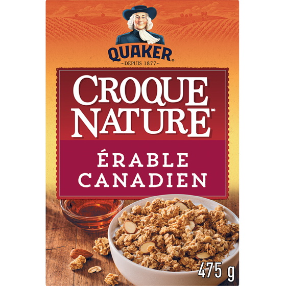 Quaker Céréales prêtes à servir Croque nature Erable Canadiens 475 g, 1,43 $/100g