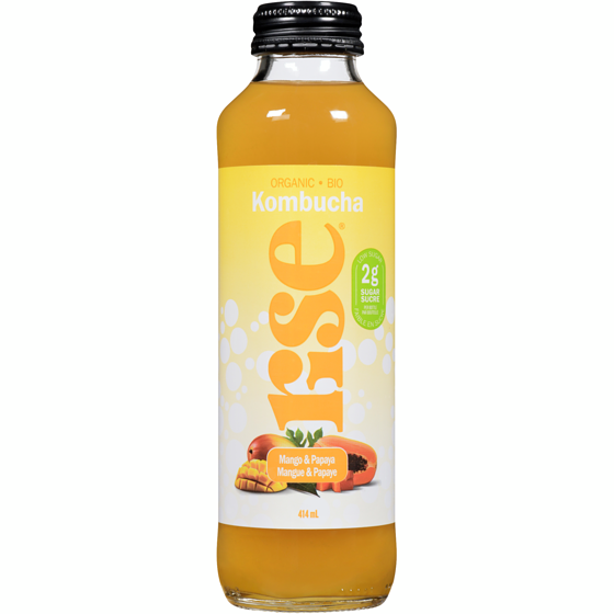 Rise Kombucha Mango & Papaya 414 ml, $1.04/100ml