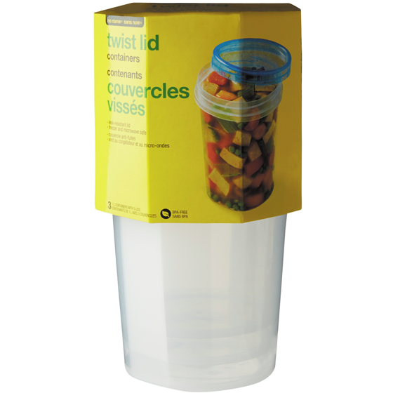 Sans Nom Twist and Lock, paquet 3 3 ea, 2,16 $/1ch