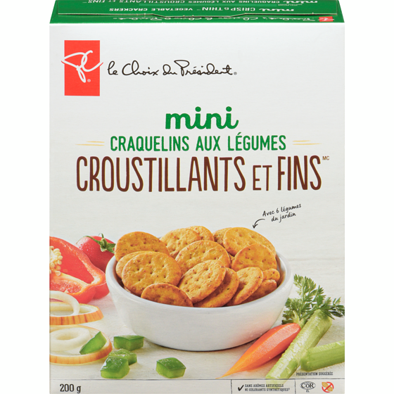 le Choix du Président Mini craquelins croustillants et fins aux légumes 200 g, 1,65 $/100g