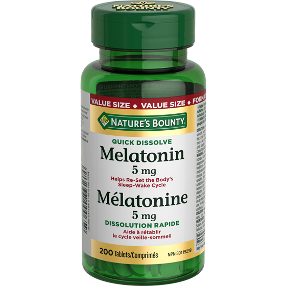 Nature's Bounty Melatonin, Quick Dissolve, 5 mg, Tablets 200 ea, $0.14/1ea