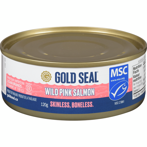 GoldSeal Pink Salmon Skinless Boneless 120 g, $3.75/100g