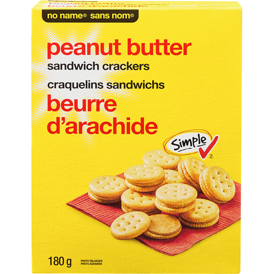 Sans Nom Craquelins sandwichs au beurre d’arachide 180 g, 2,11 $/100g