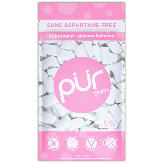 Pur Gum Aspartame Free Natural Bubblegum Flavoured Gum 77 g, $6.48/100g