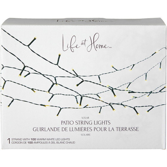 Life at Home Cordon lumineux de jardin à DEL solaire, 100 ampoules 1 ea, 14,00 $/1ch