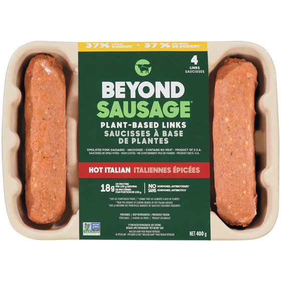 Beyond Meat Plant-Based Dinner Sausage - Hot, 4ct 400 g, $2.75/100g