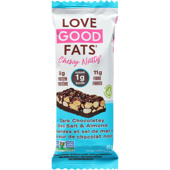 LoveGoodFats Chewy-Nutty Almond Sea Salt Dark Chocolate 40 g, $6.98/100g