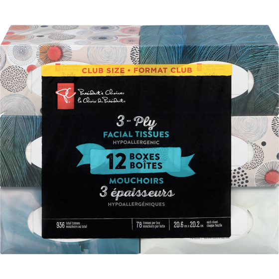 President's Choice 3-Ply Hypoallergenic Facial Tissues 78 ea, $0.23/1ea