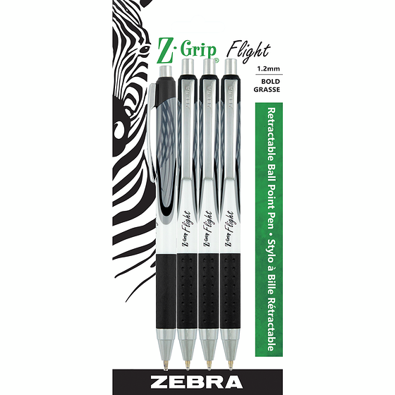 Zebra Stylos à bille rétractables Z Grip Flight de Zebra 1 ea, 4,00 $/1ch