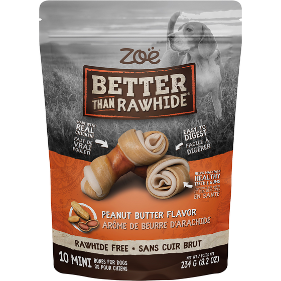 Zoe Better Than Rawhide! Os, beurre d’arachide, 10 morceaux 234 g, 4,27 $/100g