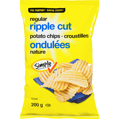 Sans Nom Croustilles ondulées, nature 200 g, 0,72 $/100g