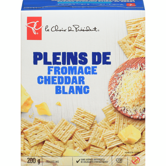 le Choix du Président Craquelins pleins de fromage cheddar blanc 200 g, 1,75 $/100g