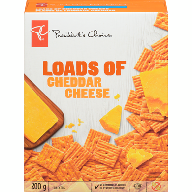 President's Choice Loads Of Cheddar Cheese Crackers 200 g, $1.50/100g