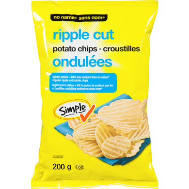 Sans Nom Croustilles ondulées légèrement salées 200 g, 1,00 $/100g
