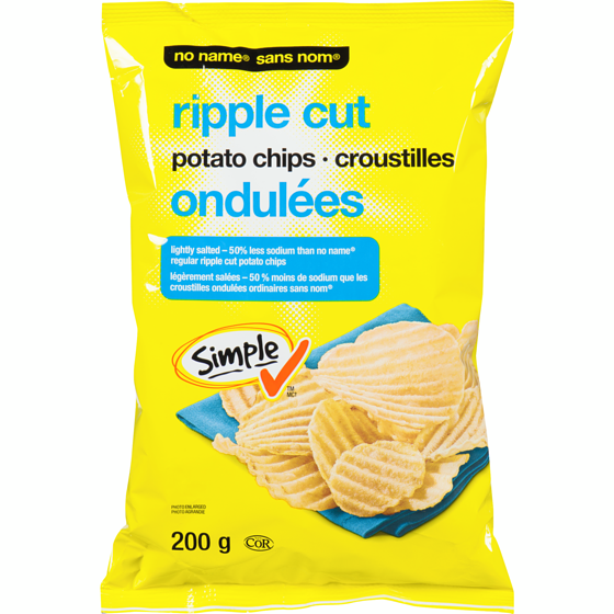 Sans Nom Croustilles ondulées légèrement salées 200 g, 0,88 $/100g