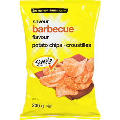 Sans Nom Croustilles, saveur barbecue 200 g, 1,00 $/100g