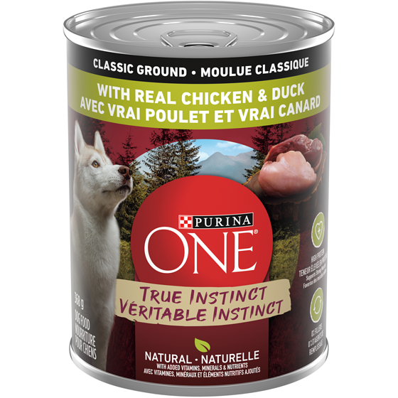 Purina ONE Véritable Instinct Moulue Classique Poulet et Canard, Nourriture Humide pour Chiens 368 g 368 g, 0,81 $/100g
