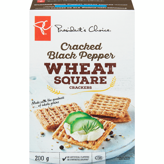 PC Cracked Black Pepper Wheat Square Crackers PC.ca