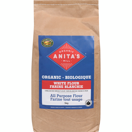 Anita’s Organic Mill Farine blanche tout usage non blanchie à pain 5 kg, 0,58 $/100g