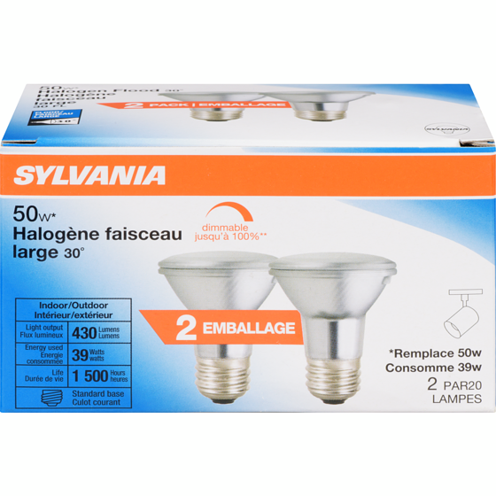 Sylvania SYL HALG FL PAR20 CLR VP2 2 ea, 9,00 $/1ch