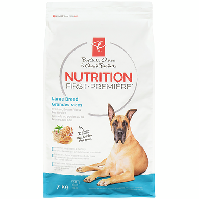 le Choix du Président Nourriture pour chiens Nutrition première, poulet, riz brun et pois 7 kg, 0,43 $/100g