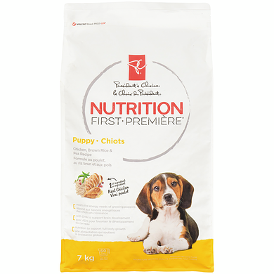 le Choix du Président Nourriture pour chiots Nutrition première, poulet, riz brun et pois 7 kg, 0,43 $/100g
