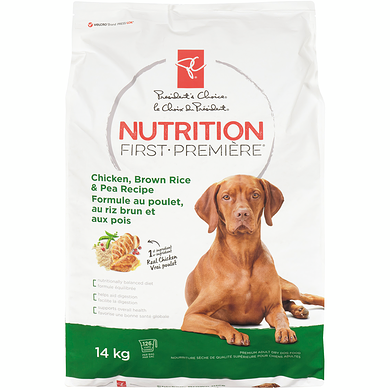 le Choix du Président Nourriture pour chiens Nutrition première, poulet, riz brun et pois 14 kg, 0,39 $/100g