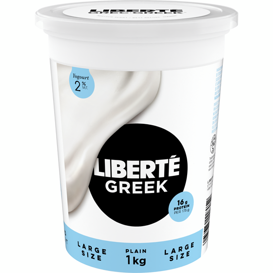 Liberte Greek 2% Yogurt, Plain, High Protein 1000 g, $1.00/100g
