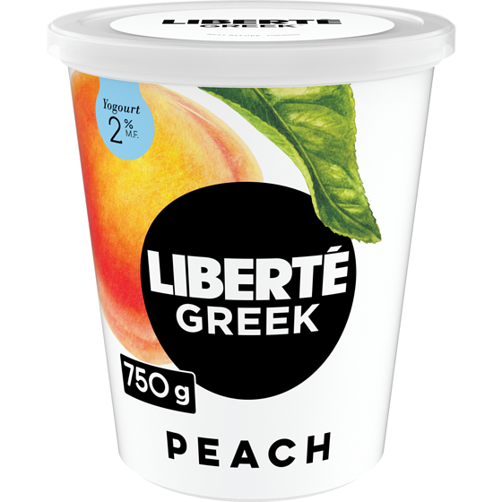 Liberte Greek 2% Yogurt, Peach, High Protein 750 g, $1.00/100g