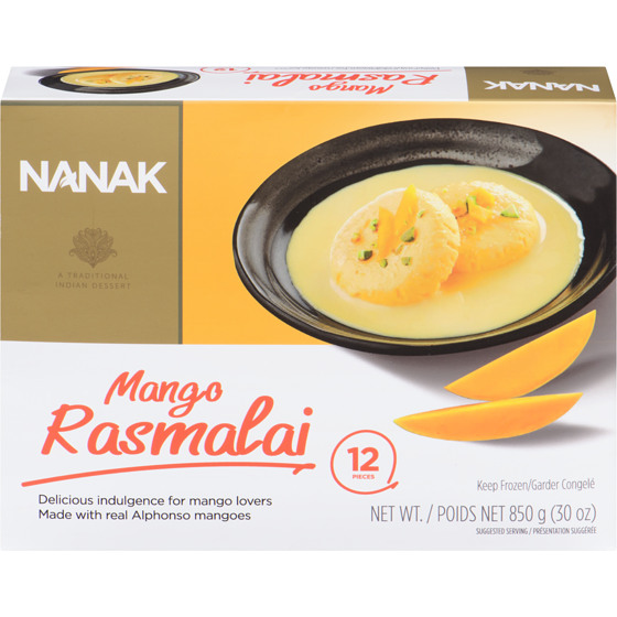 Nanak Rasmalai Mango 850 g, $1.29/100g