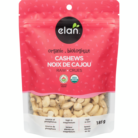 Elan Organic Raw Cashews 185 g, $4.32/100g