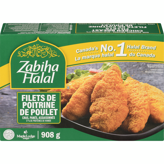 Zabiha Halal Filets de poitrine de poulet panés 908 g, 1,65 $/100g