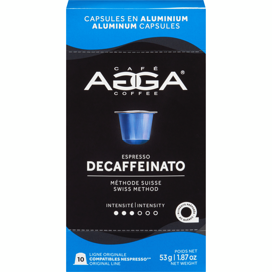 Agga Capsules Decaffeinato Méthode Suisse 53 g, 11,32 $/100g