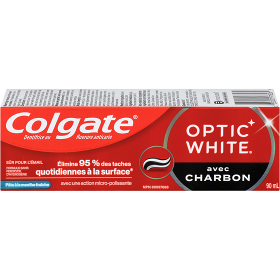 Colgate Optic white dentifrice blanchissant au charbon de bois 90 ml, 8,88 $/100ml