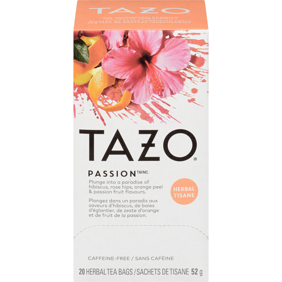 Tazo Herbal Tea Passion Hibiscus, Orange peel and Passion Fruit Flavours 1 ea, $6.99/1ea