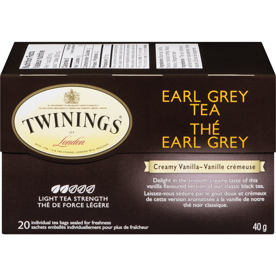 Twinings Vanille Crémeuse Thé Earl Grey 20 ea, 0,30 $/1ch