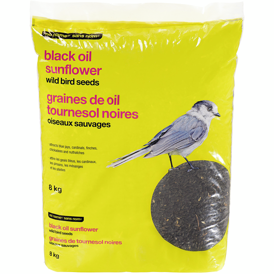 Sans Nom Graines de tournesol noires pour oiseaux sauvages 8 kg, 0,35 $/100g