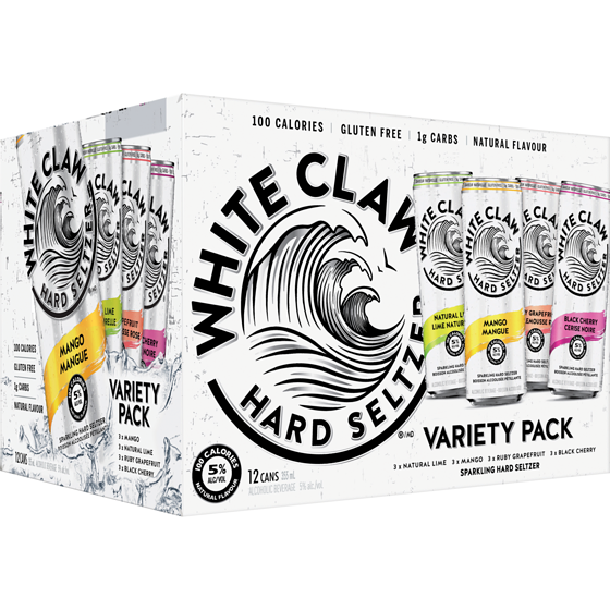 WHITE CLAW Variety Pack (ID required at pick-up) 12x355.0 ml, $0.75/100ml